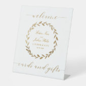 Elegante Gold Olive Branch Wreath Card & Geschenke Sockelschild (Vorderseite)