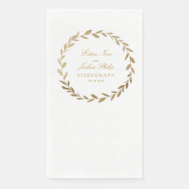 Elegante Gold Olive Branch Wreath Wedding Serviette