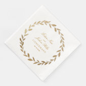 Elegante Gold Olive Branch Wreath Wedding Serviette (Ecke)