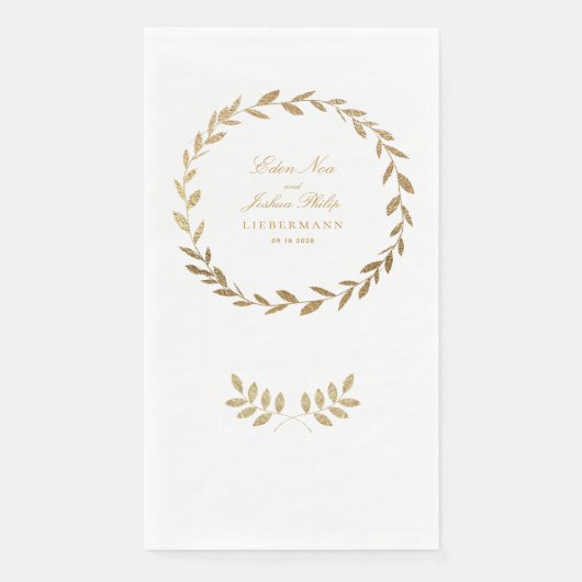 Elegante Gold Olive Branch Wreath Wedding Serviette (Vorderseite)