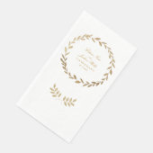 Elegante Gold Olive Branch Wreath Wedding Serviette (Ecke)