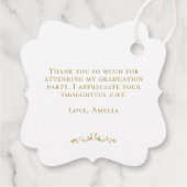 Elegante Gold Ornament Graduation Cap Geschenkanhänger (Rückseite)