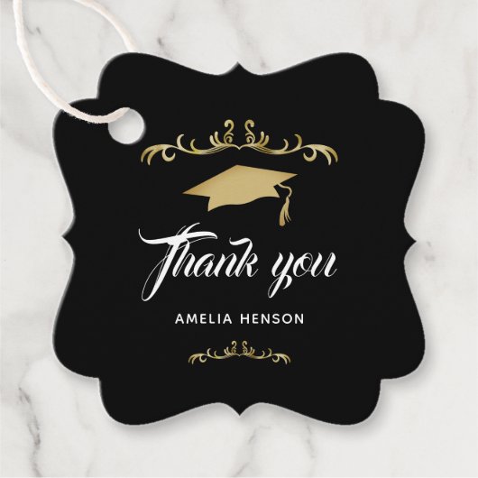 Elegante Gold Ornament Graduation Cap Geschenkanhänger (Vorderseite)