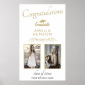 Elegante Gold Ornament Herzlichen Glückwunsch 2 Fo Poster (Vorne)