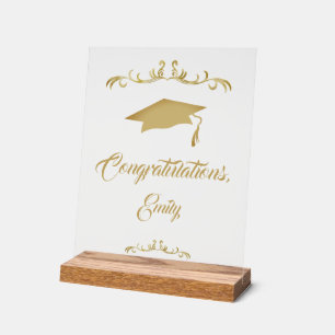 Elegante Gold Ornament Herzlichen Glückwunsch Grad Acrylschild