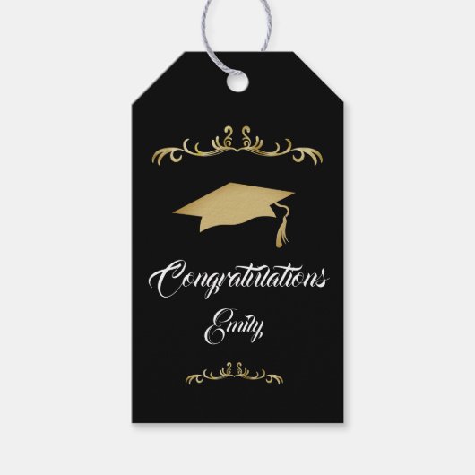 Elegante Gold Ornament Herzlichen Glückwunsch Grad Geschenkanhänger (Vorderseite)