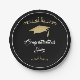 Elegante Gold Ornament Herzlichen Glückwunsch Grad Pappteller