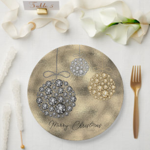 Elegante Gold Ornaments Frohe Weihnachten Pappteller