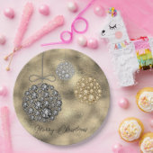 Elegante Gold Ornaments Frohe Weihnachten Pappteller (Party)