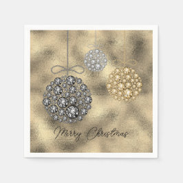 Elegante Gold Ornaments Frohe Weihnachten Serviette