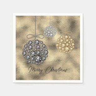Elegante Gold Ornaments Frohe Weihnachten Serviette