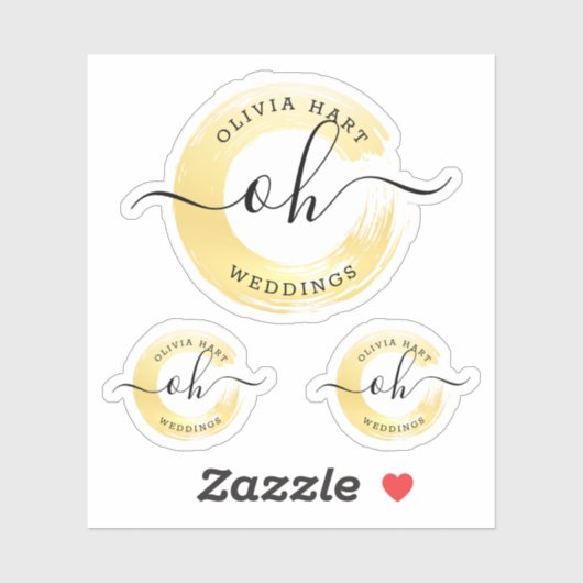 Elegante Gold Paint Swash Logo Custom Decal Aufkleber (Blatt)