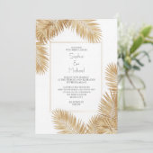 Elegante Gold Palm Blätter Einladung Hochzeit (Stehend Vorderseite)