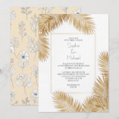 Elegante Gold Palm Blätter Einladung Hochzeit (Vorne/Hinten)