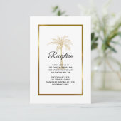 Elegante Gold Palm Tree Hochzeit Empfang Begleitkarte (Stehend Vorderseite)