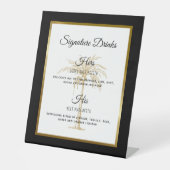 Elegante Gold Palm Tree Hochzeit Signature Drinks Sockelschild (Vorderseite)