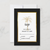 Elegante Gold Palm Tree Moderne Hochzeit RSVP Karte (Vorderseite)