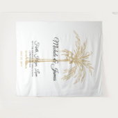 Elegante Gold Palm Tree Tropische Hochzeit Hinterg Wandteppich (Vorderseite (Horizontal))