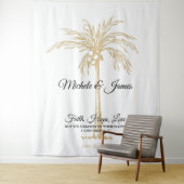 Elegante Gold Palm Tree Tropische Hochzeit Hinterg Wandteppich (Beispiel)