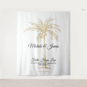 Elegante Gold Palm Tree Tropische Hochzeit Hinterg Wandteppich (Vorderseite)