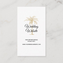 Elegante Gold Palm Tree Wedding Website Begleitkarte