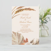 Elegante Gold Pampas Grass Wedding Einladungen (Stehend Vorderseite)