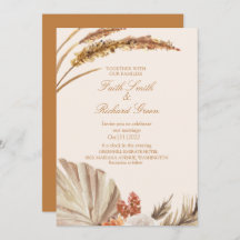 Elegante Gold Pampas Grass Wedding Einladungen