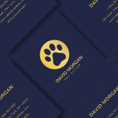 Elegante Gold Paw Print Pet Sitter Navy Blue Quadratische Visitenkarte