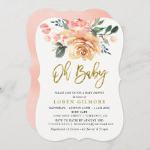 Elegante Gold Peach Floral Baby Dusche