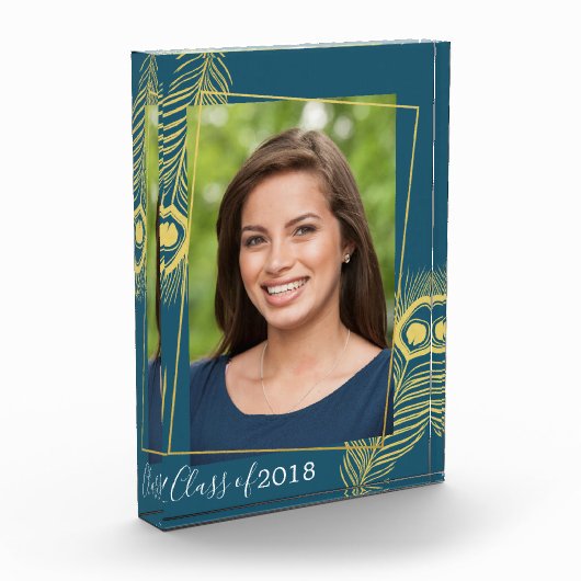 Elegante Gold Peacock Abschluss Class of Fotoblock (Links)