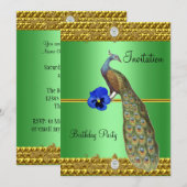 Elegante Gold Peacock Einladung (Vorne/Hinten)