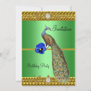 Elegante Gold Peacock Einladung