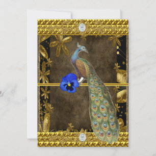 Elegante Gold Peacock Einladung
