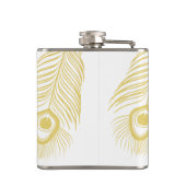 Elegante Gold Peacock Feathers Monogram Flask Flachmann (Rückseite)