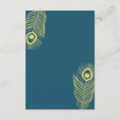 Elegante Gold Peacock Wedding Guest Information Begleitkarte (Rückseite)
