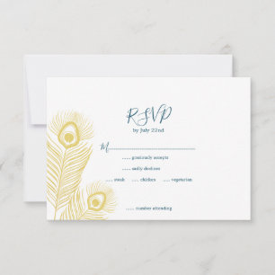 Elegante Gold Peacock Wedding RSVP Cards
