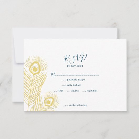 Elegante Gold Peacock Wedding RSVP Cards Karte (Vorderseite)