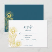 Elegante Gold Peacock Wedding RSVP Cards Karte (Vorne/Hinten)