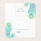 Elegante Gold Peacock Wedding Tischnummer Cards Visitenkarten (Außenseite Aufgefaltet)