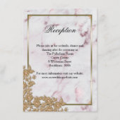 Elegante Gold Pearls Rosa Marmor Hochzeitsempfang Begleitkarte (Vorderseite)