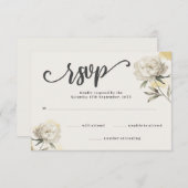Elegante Gold Peony Floral Wedding RSVP Card (Vorne/Hinten)