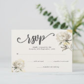 Elegante Gold Peony Floral Wedding RSVP Card Karte (Stehend Vorderseite)