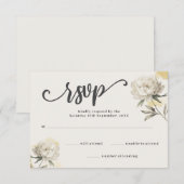 Elegante Gold Peony Floral Wedding RSVP Card Karte (Vorne/Hinten)