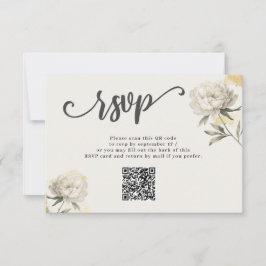 Elegante Gold Peony QR Code Wedding RSVP Card Karte