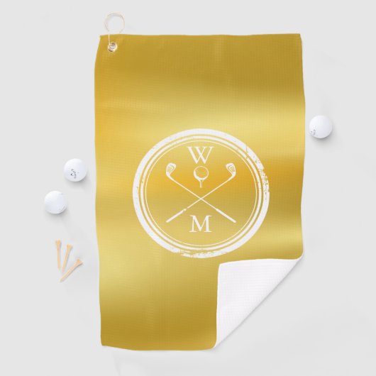 Elegante Gold Personalisiert Monogram Initials Golfhandtuch (Insitu)