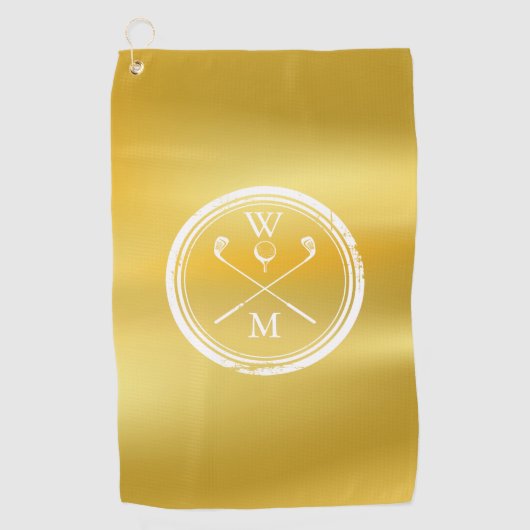 Elegante Gold Personalisiert Monogram Initials Golfhandtuch (Vorderseite)