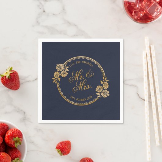 Elegante Gold Personalisiert Wedding | Serviette (Beispiel)