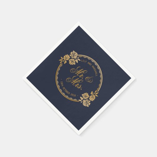Elegante Gold Personalisiert Wedding | Serviette (Ecke)