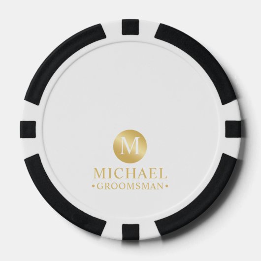 Elegante Gold Personalisierte Trauzeugen Pokerchips (Vorderseite)
