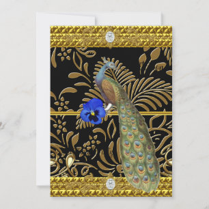 Elegante Gold-Pfau-Einladung Einladung